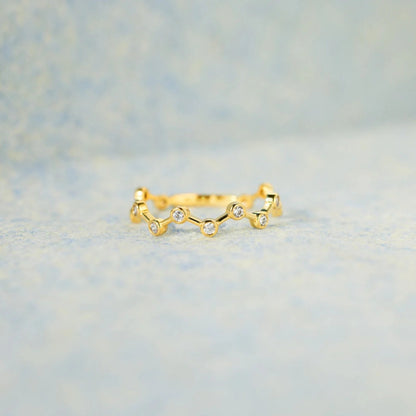 18K Gold-Plated 925 Sterling Silver Zircon Ring - The Ruffled Bull Boutique