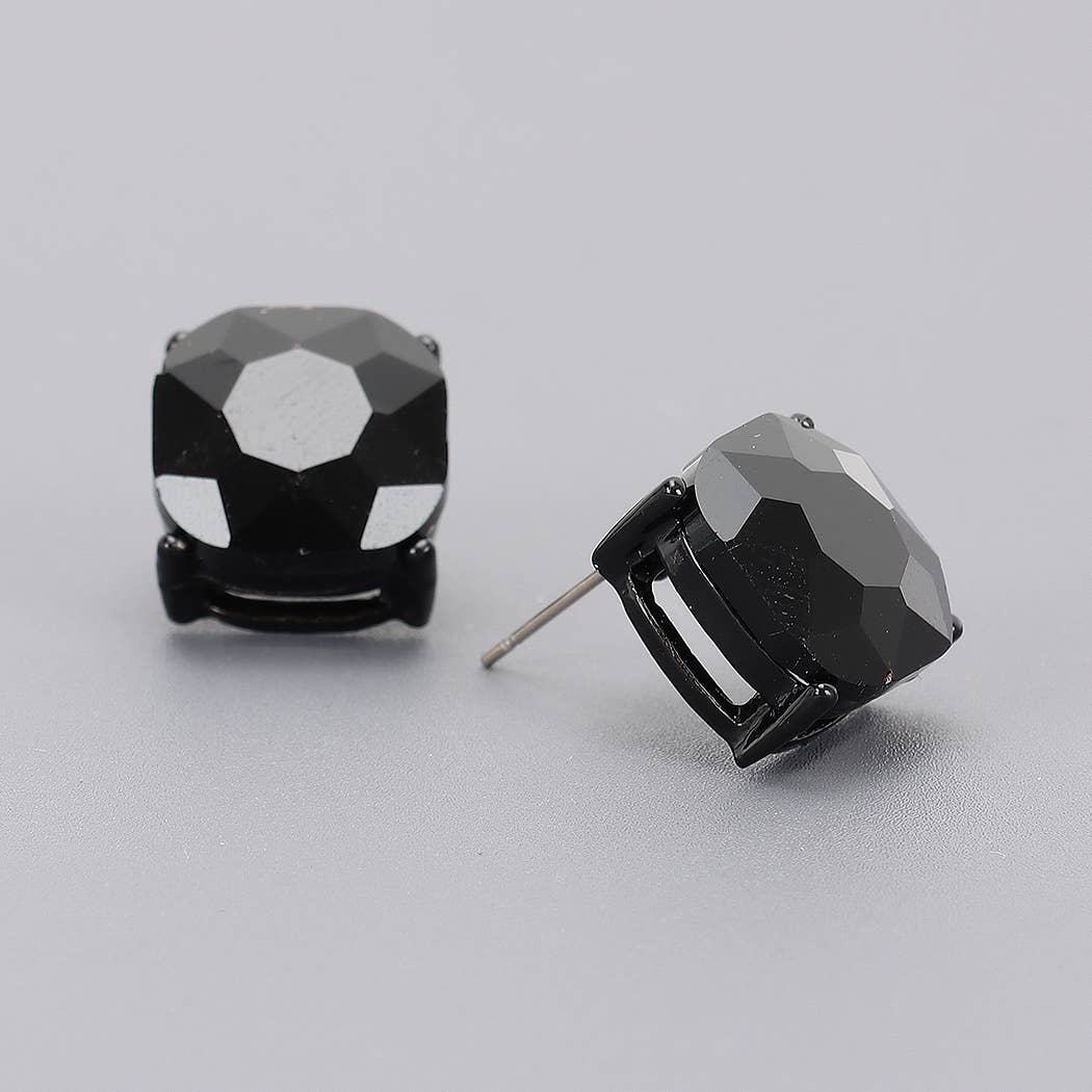 Square Crystal Stud Earrings - The Ruffled Bull Boutique