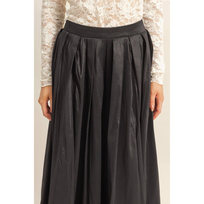 Classic Pleated A-Line Midi Full Skirt - The Ruffled Bull Boutique