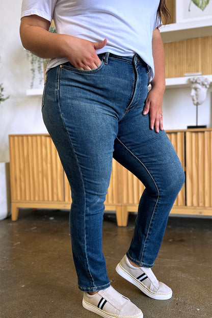 Judy Blue Full Size Tummy Control High Waist Slim Jeans - The Ruffled Bull Boutique