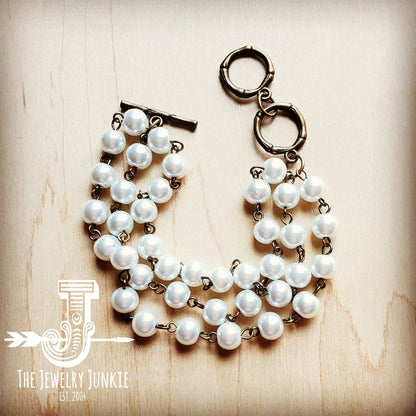 Pearl Triple Strand Bracelet 804a - The Ruffled Bull Boutique