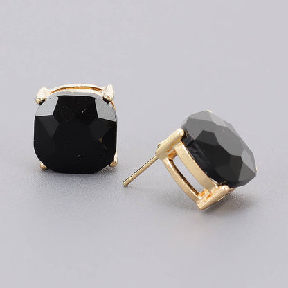 Square Crystal Stud Earrings - The Ruffled Bull Boutique