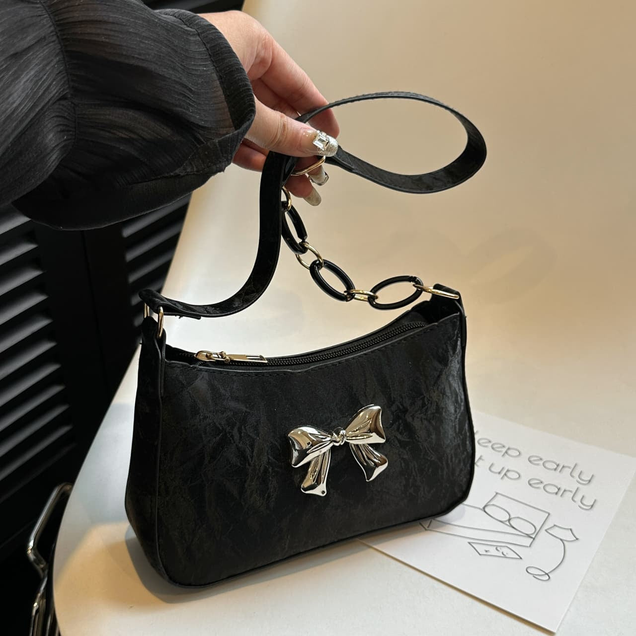 Bow PU Leather Shoulder Bag - The Ruffled Bull Boutique