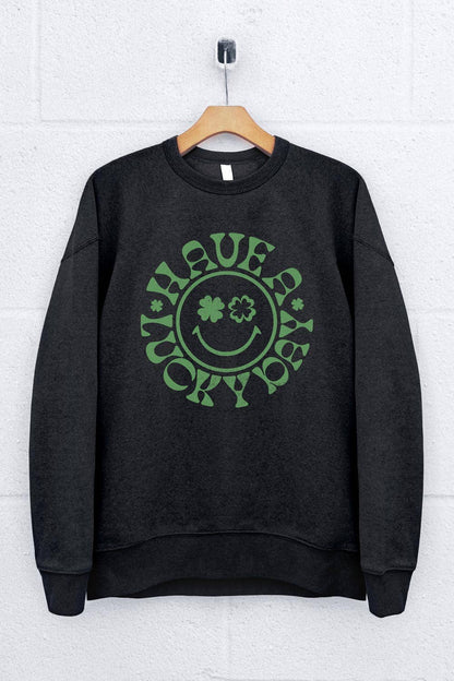 Lucky Happy Face Saint Patricks Day  Graphic Sweatshirts: L / LODEN FROST - The Ruffled Bull Boutique