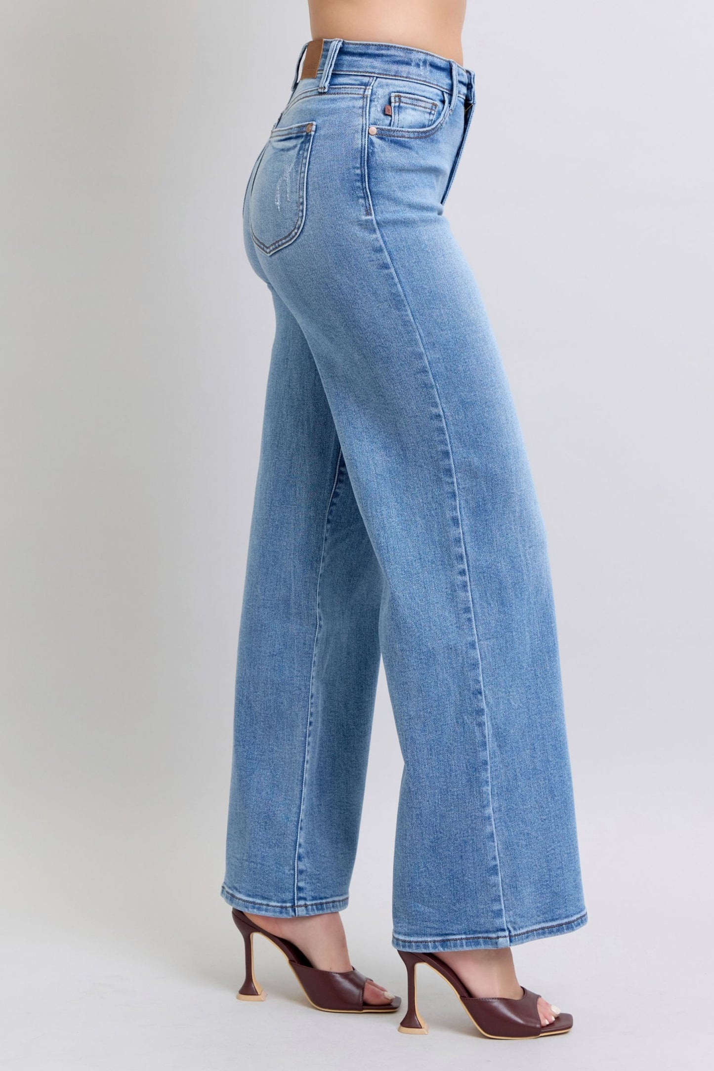 Judy Blue Full Size Wide Leg Jeans with Pockets - The Ruffled Bull Boutique