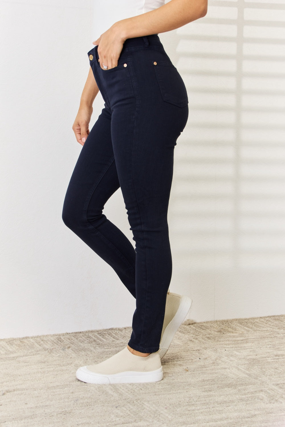 Judy Blue Full Size Garment Dyed Tummy Control Skinny Jeans - The Ruffled Bull Boutique