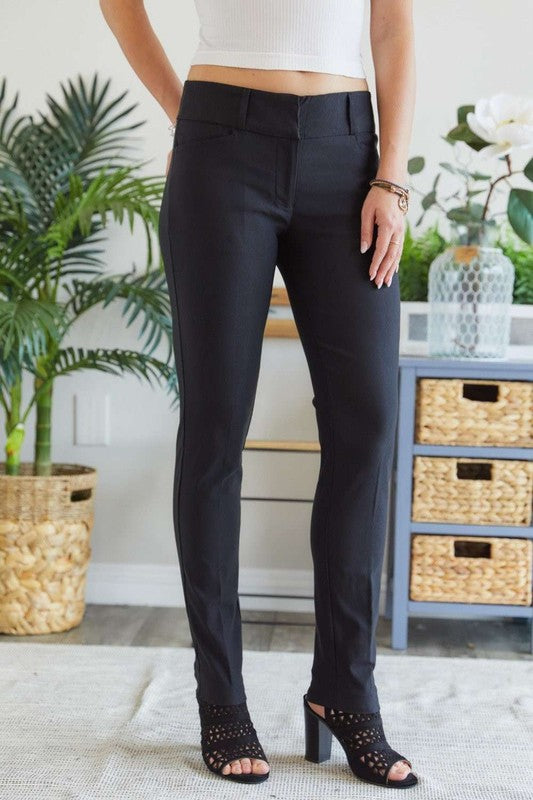 ADORA Mid Rise Skinny Pants - The Ruffled Bull Boutique