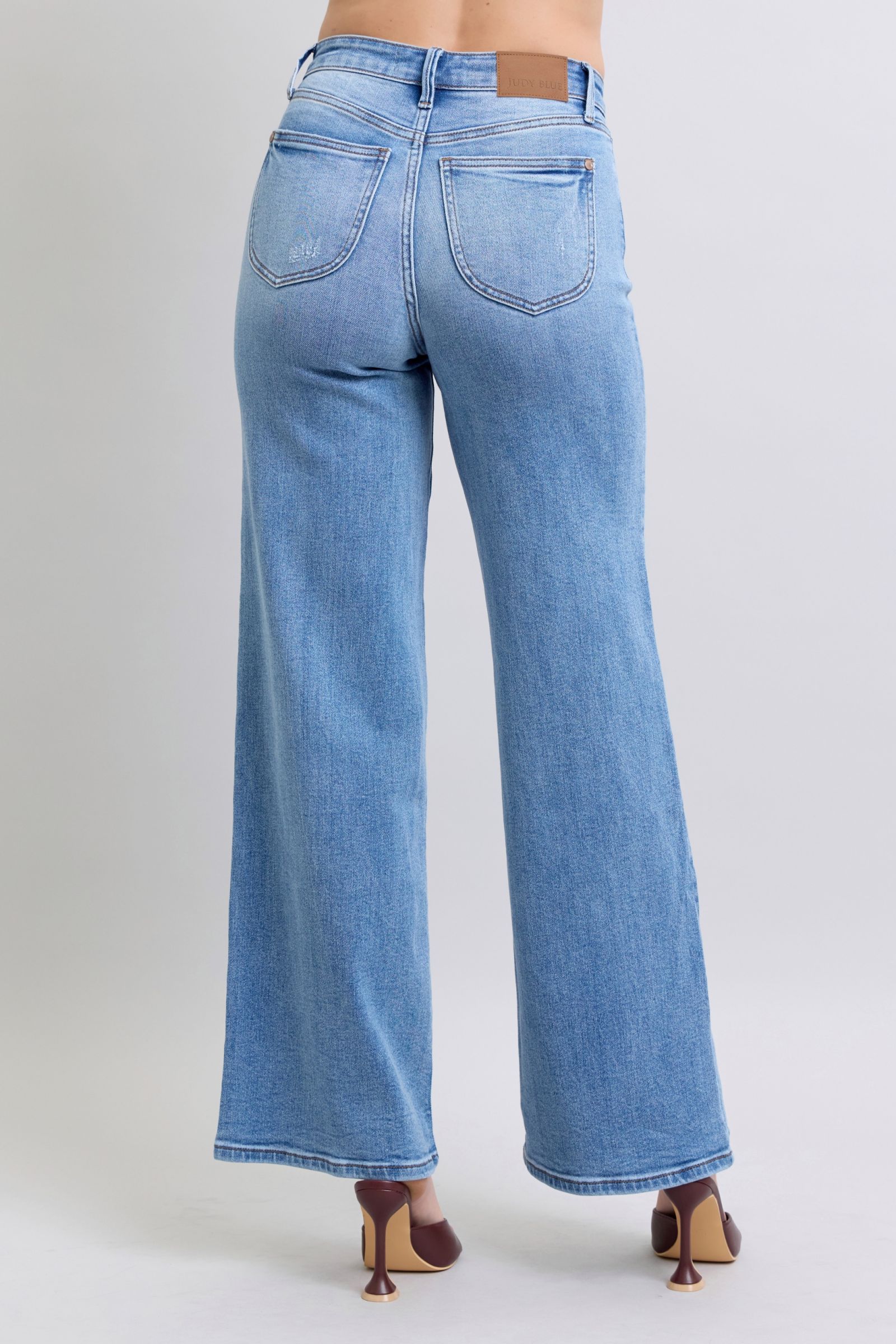 Judy Blue Full Size Wide Leg Jeans with Pockets - The Ruffled Bull Boutique