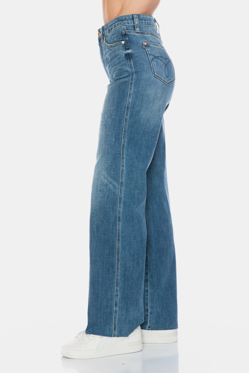 Judy Blue Full Size Tummy Control Cut Raw Hem Straight Jeans - The Ruffled Bull Boutique