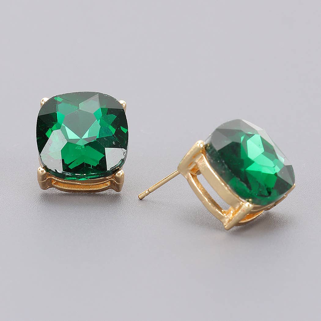 Square Crystal Stud Earrings - The Ruffled Bull Boutique