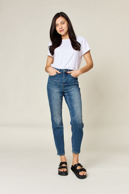 Judy Blue Full Size Tummy Control High Waist Slim Jeans - The Ruffled Bull Boutique