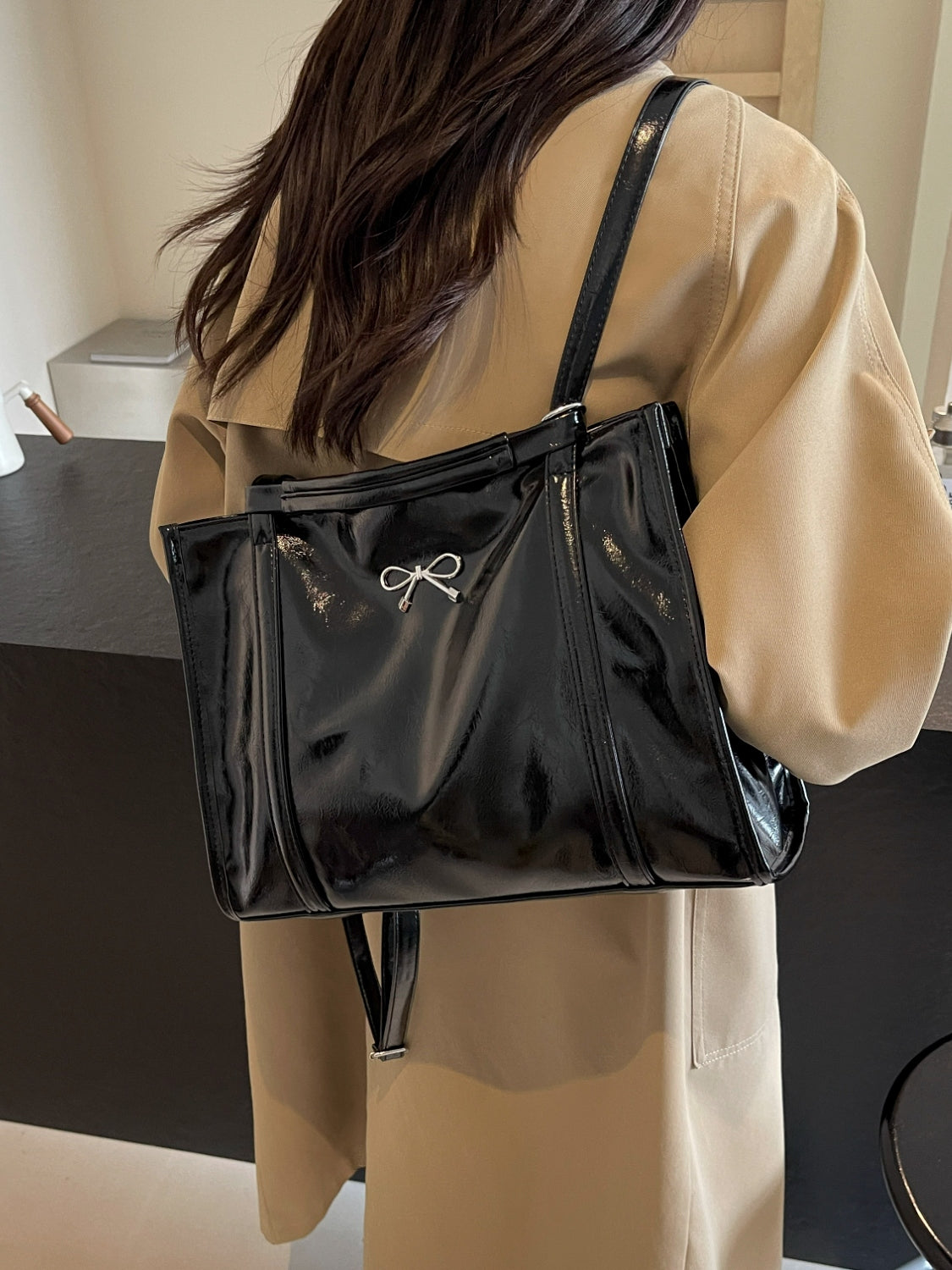 PU Leather Bow Shoulder Bag - The Ruffled Bull Boutique