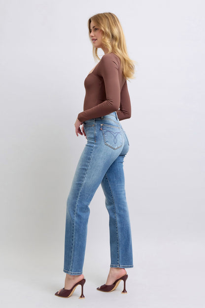 Judy Blue Full Size Run Vintage Wash Thermal Straight Jeans - The Ruffled Bull Boutique