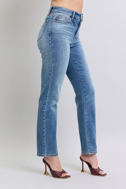 Judy Blue Full Size Run Vintage Wash Thermal Straight Jeans - The Ruffled Bull Boutique