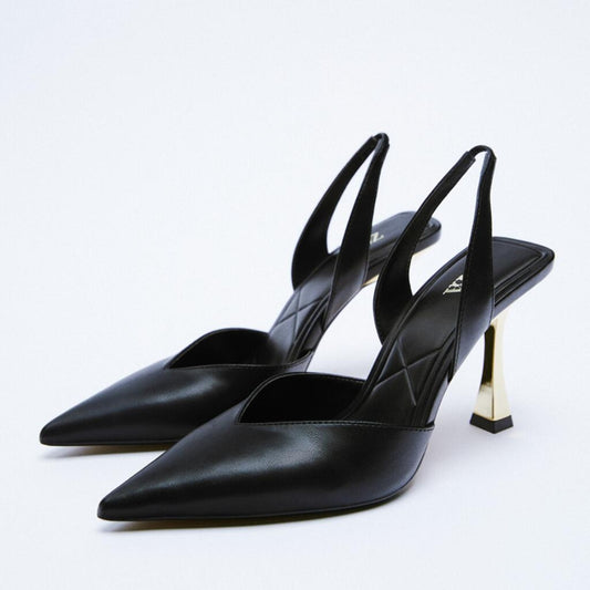 PU Leather Point Toe Stiletto Heel Pumps - The Ruffled Bull Boutique