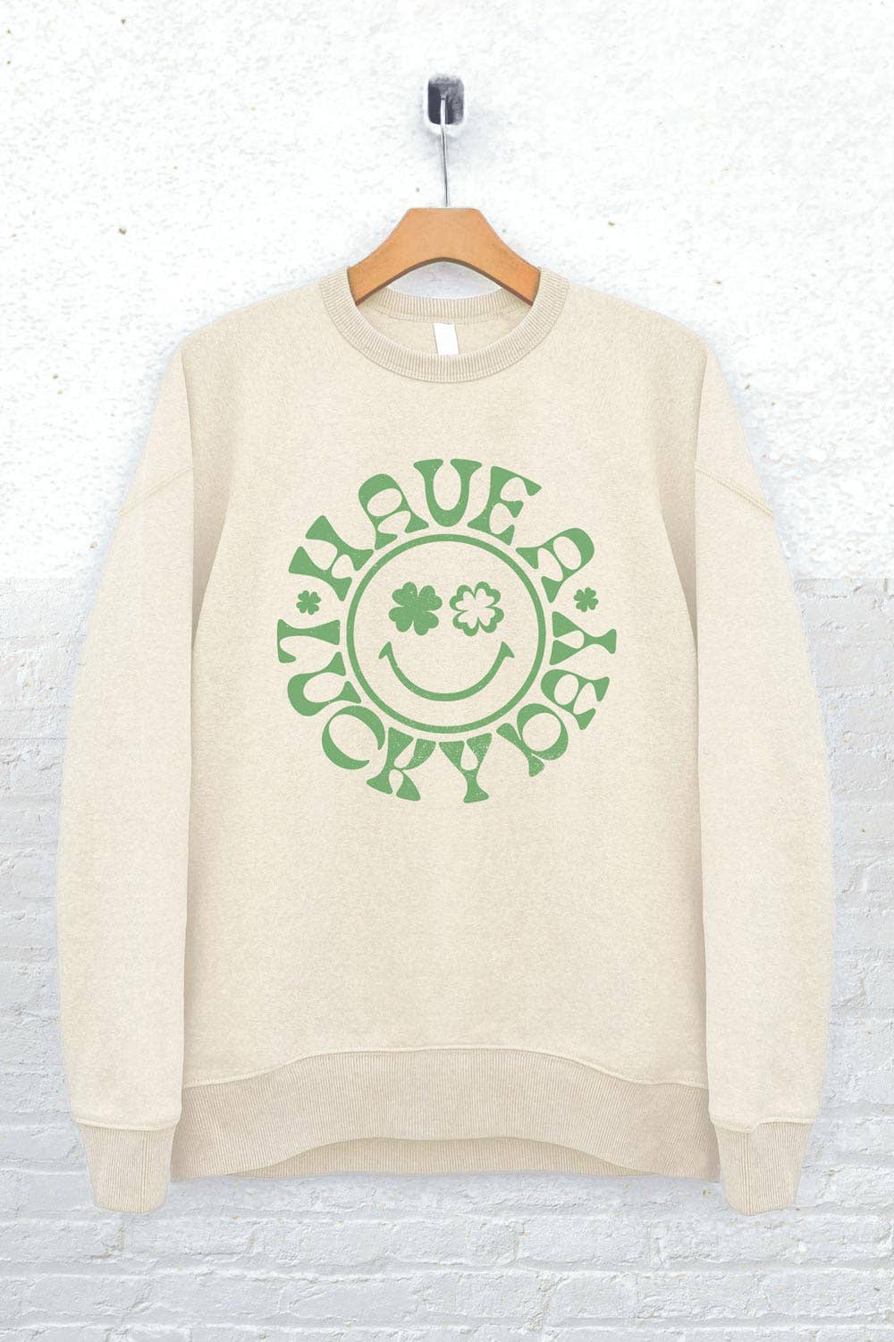 Lucky Happy Face Saint Patricks Day  Graphic Sweatshirts: L / LODEN FROST - The Ruffled Bull Boutique