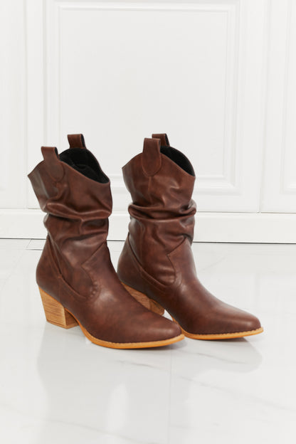 MMShoes Better in Texas Scrunch Cowboy Boots in Brown - The Ruffled Bull Boutique