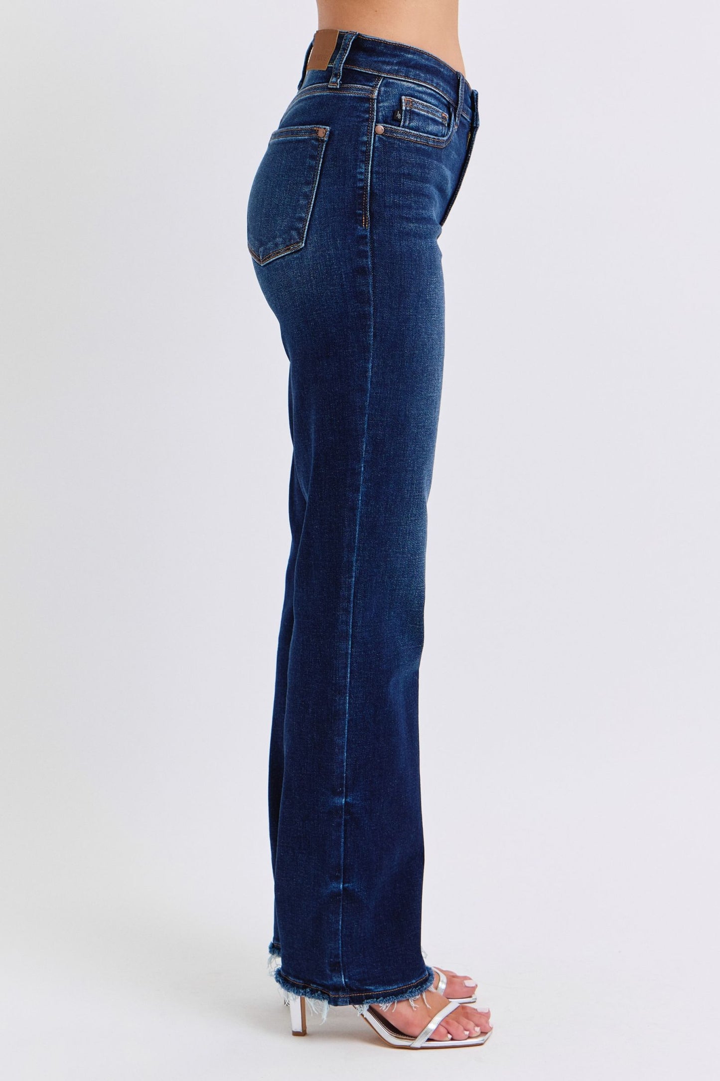 Judy Blue Full Size Raw Hem Straight Leg Jeans - The Ruffled Bull Boutique