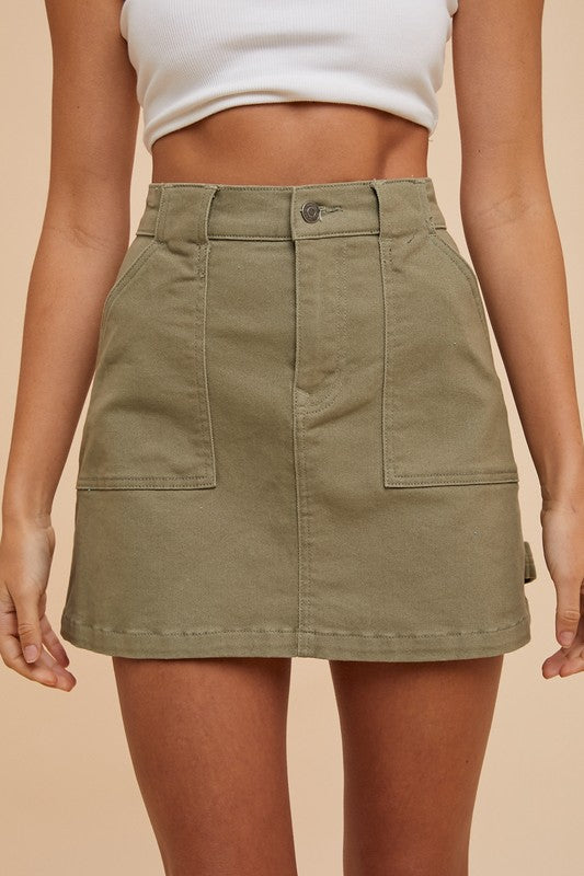 Annie Wear Cargo Denim Mini Skirt - The Ruffled Bull Boutique