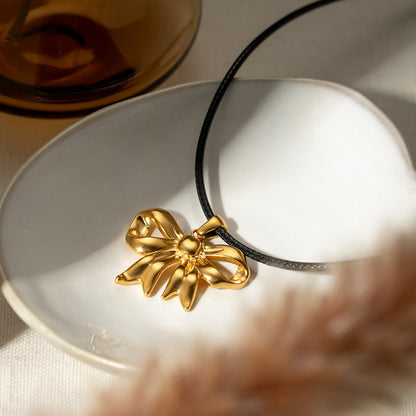 18K Gold-Plated Bow Pendant Necklace - The Ruffled Bull Boutique