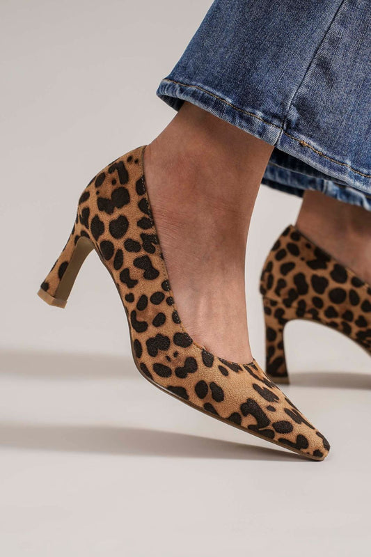 Beast Fashion Faux Suede Leopard Point Toe Pumps - The Ruffled Bull Boutique