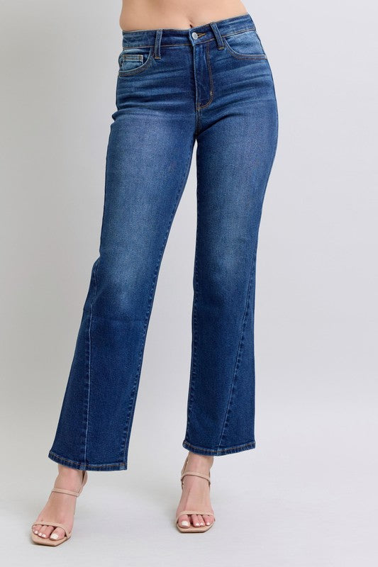 Judy Blue Full Size Side Seam Detail Straight Jeans with Pockets - The Ruffled Bull Boutique