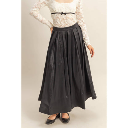 Classic Pleated A-Line Midi Full Skirt - The Ruffled Bull Boutique