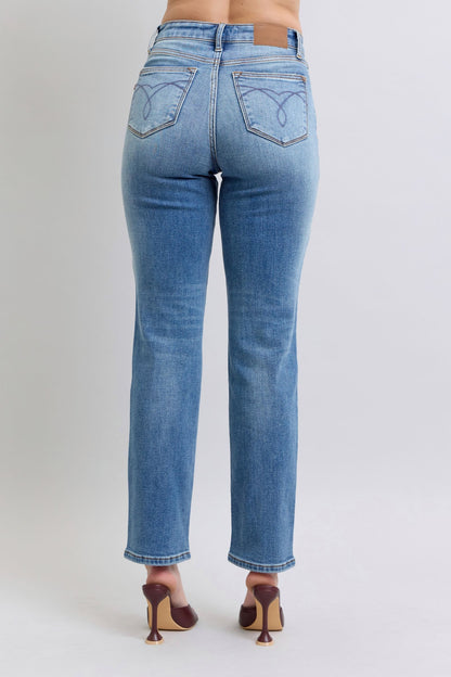 Judy Blue Full Size Run Vintage Wash Thermal Straight Jeans - The Ruffled Bull Boutique