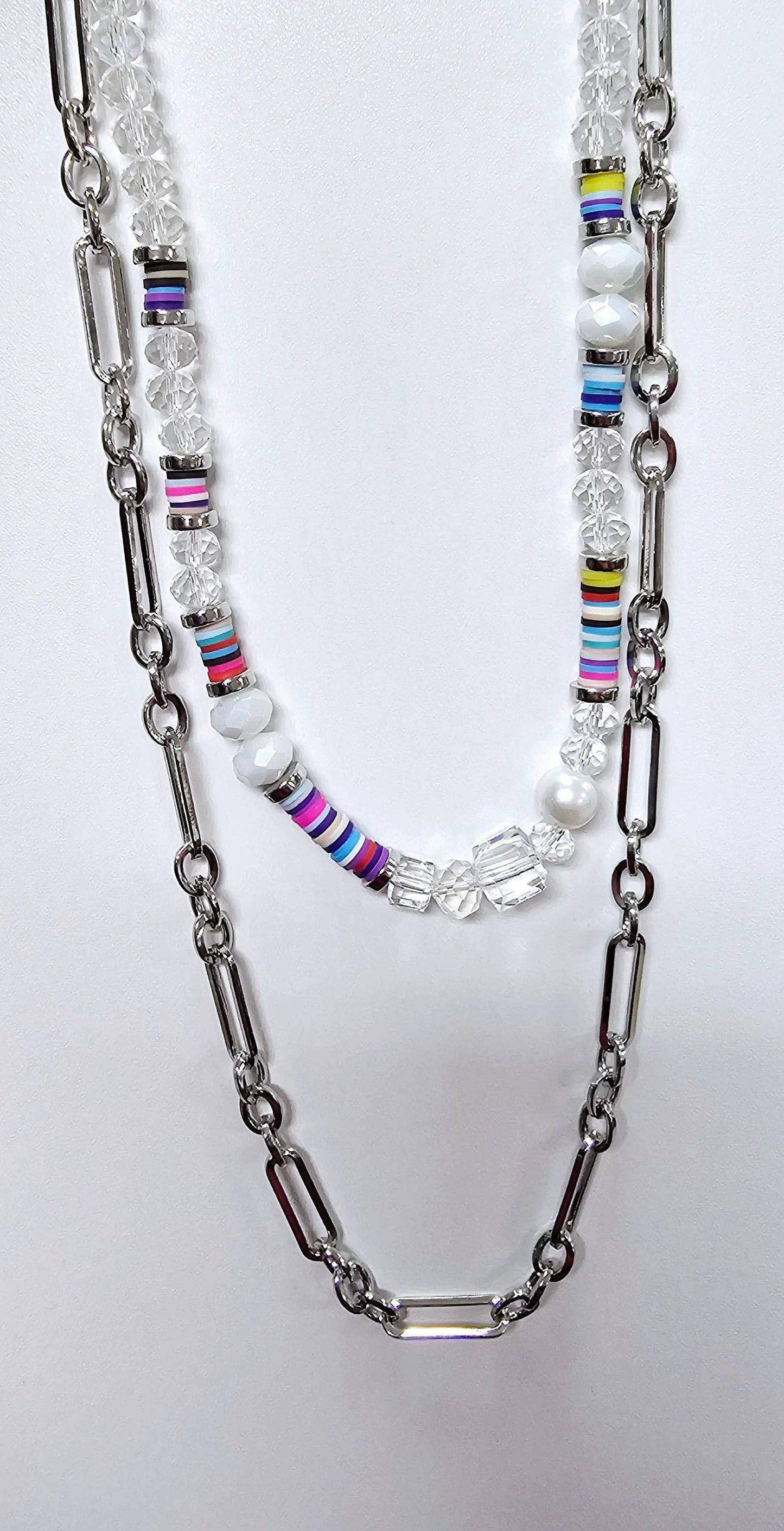 Multi-color bead necklace 1CNC X378 - LAST CALL - The Ruffled Bull Boutique