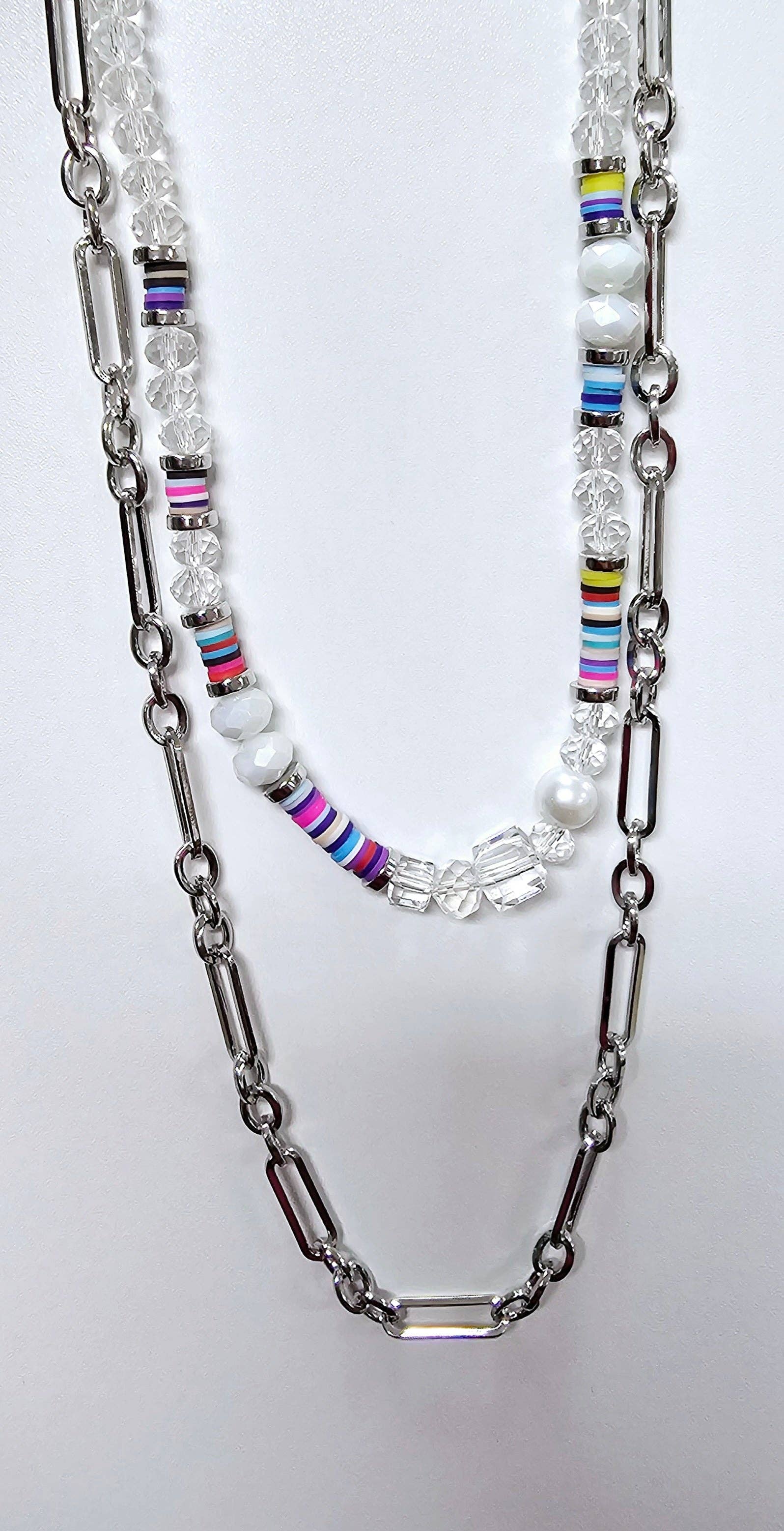 Multi-color bead necklace 1CNC X378 - LAST CALL - The Ruffled Bull Boutique
