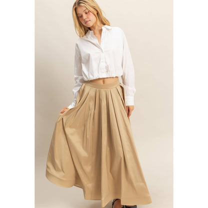 Classic Pleated A-Line Midi Full Skirt - The Ruffled Bull Boutique