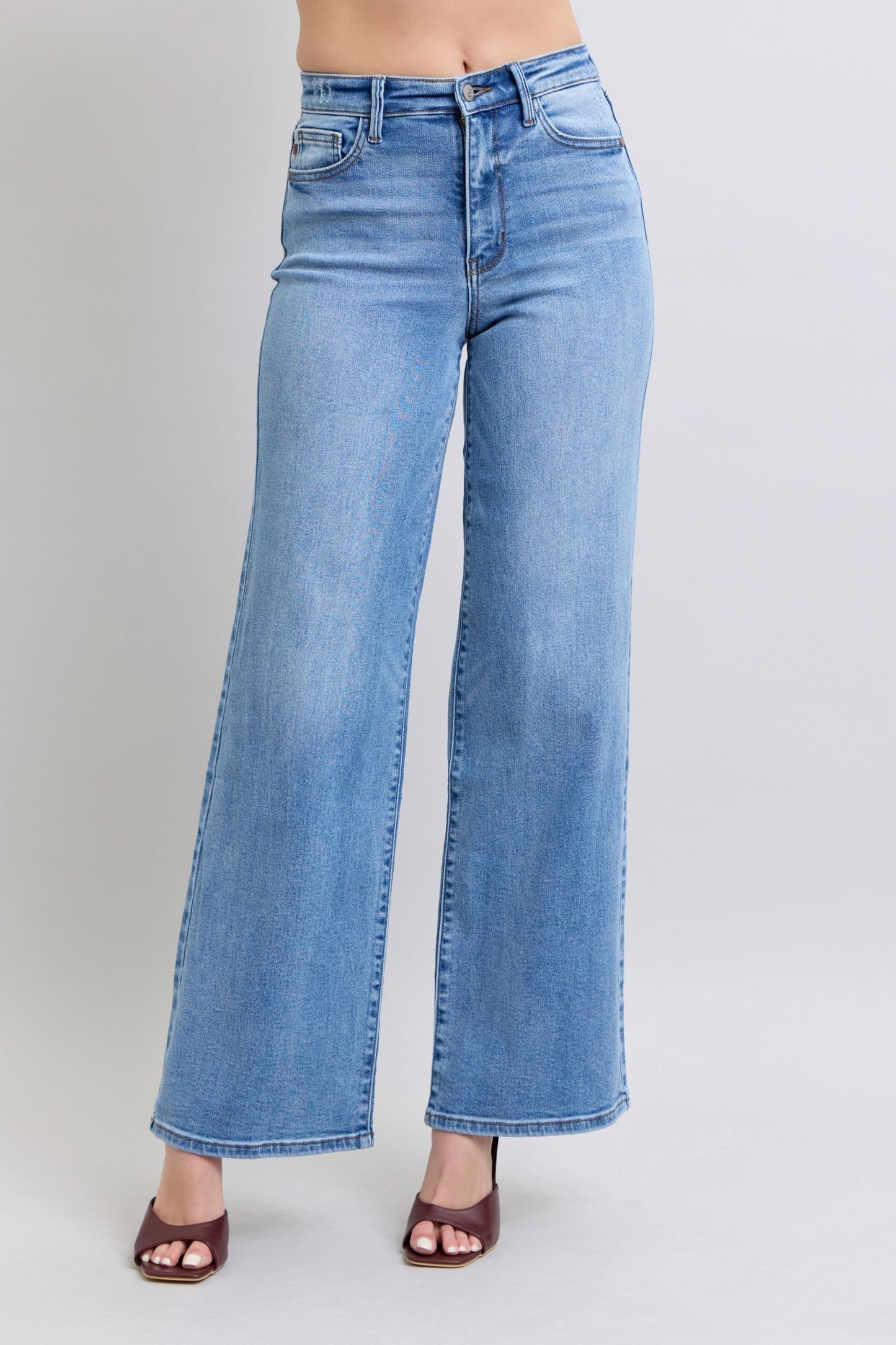 Judy Blue Full Size Wide Leg Jeans with Pockets - The Ruffled Bull Boutique