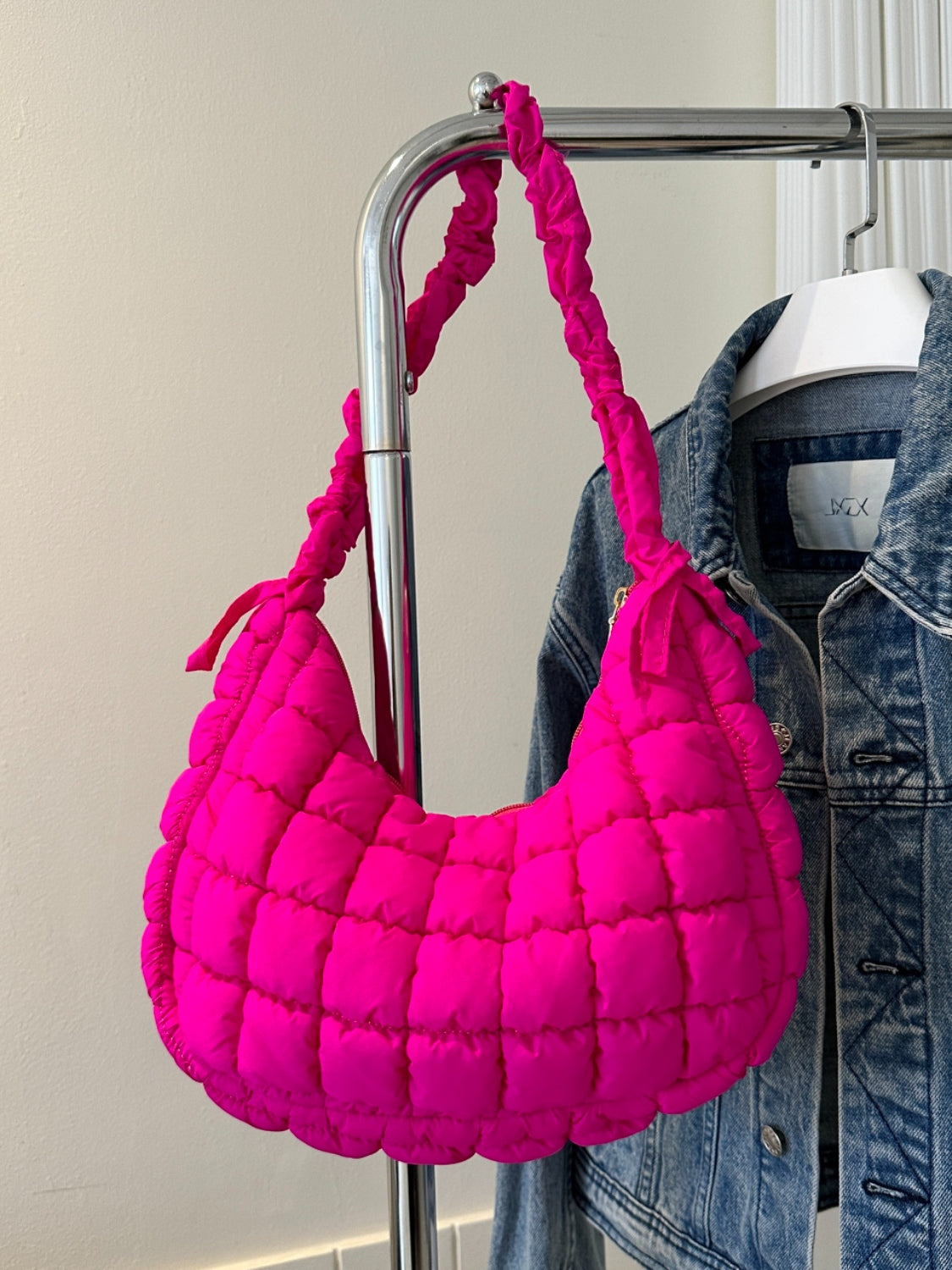 Bubble Texture Ruched Strap Quilted Shoulder Bag - The Ruffled Bull Boutique