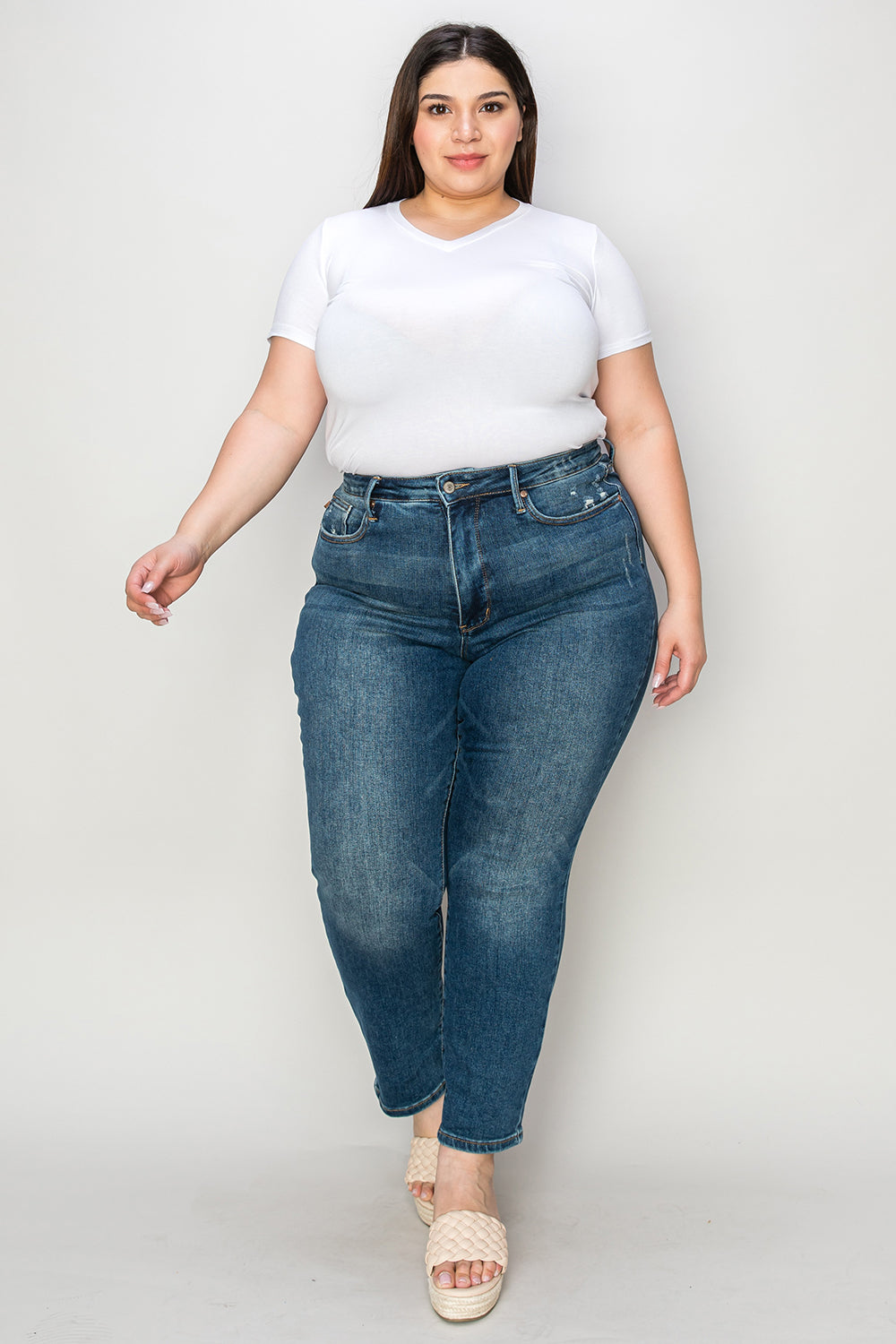 Judy Blue Full Size Tummy Control High Waist Slim Jeans - The Ruffled Bull Boutique