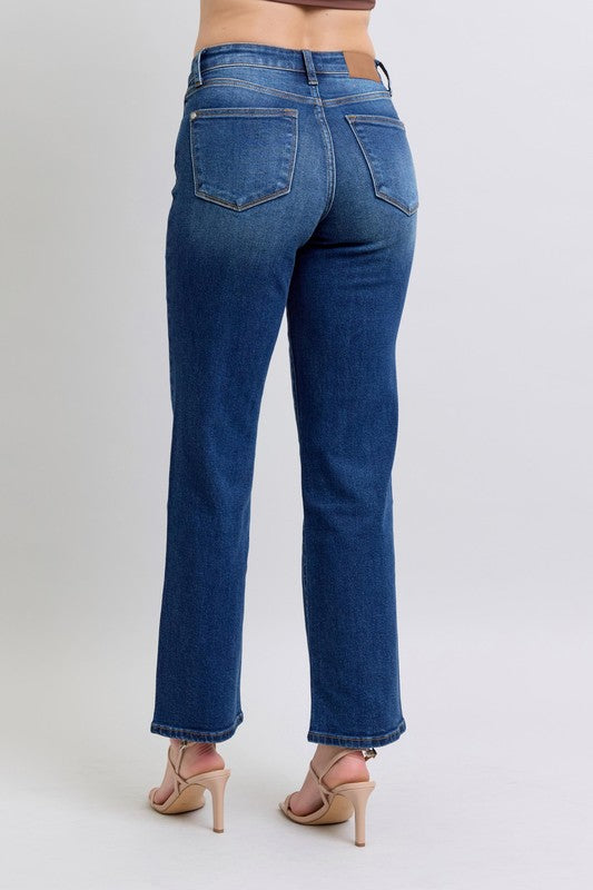 Judy Blue Full Size Side Seam Detail Straight Jeans with Pockets - The Ruffled Bull Boutique