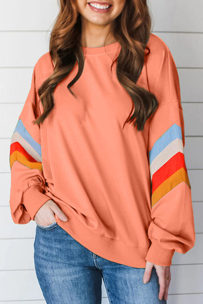 Contrast Round Neck Long Sleeve Sweatshirt