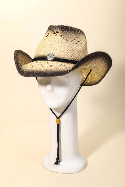 Rope Strap Straw Braided Cowboy Hat - The Ruffled Bull Boutique