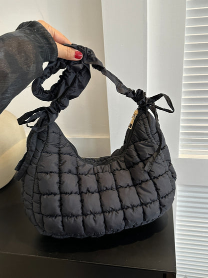 Bubble Texture Ruched Strap Quilted Shoulder Bag - The Ruffled Bull Boutique