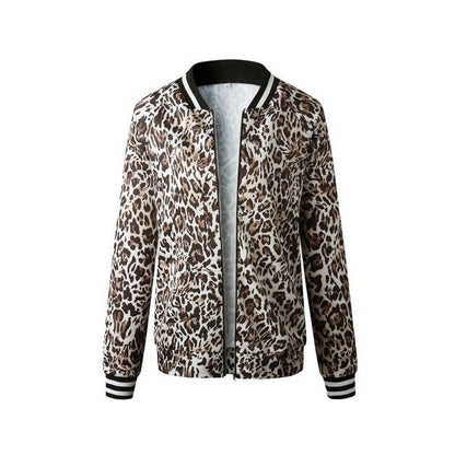 Leopard Printed Zip Up Bomber Jacket - The Ruffled Bull Boutique