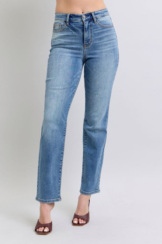 Judy Blue Full Size Run Vintage Wash Thermal Straight Jeans - The Ruffled Bull Boutique