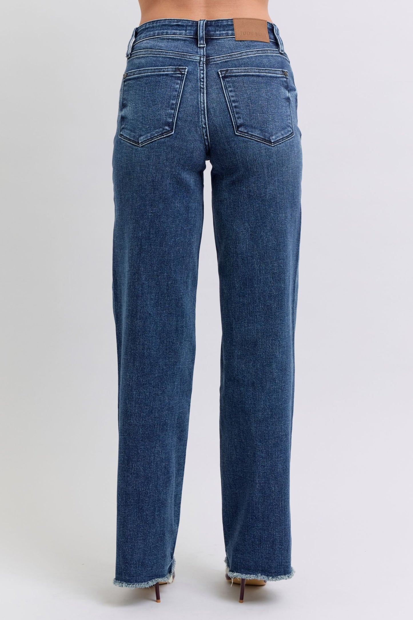 Judy Blue Full Size Raw Hem Mid Rise Jeans - The Ruffled Bull Boutique