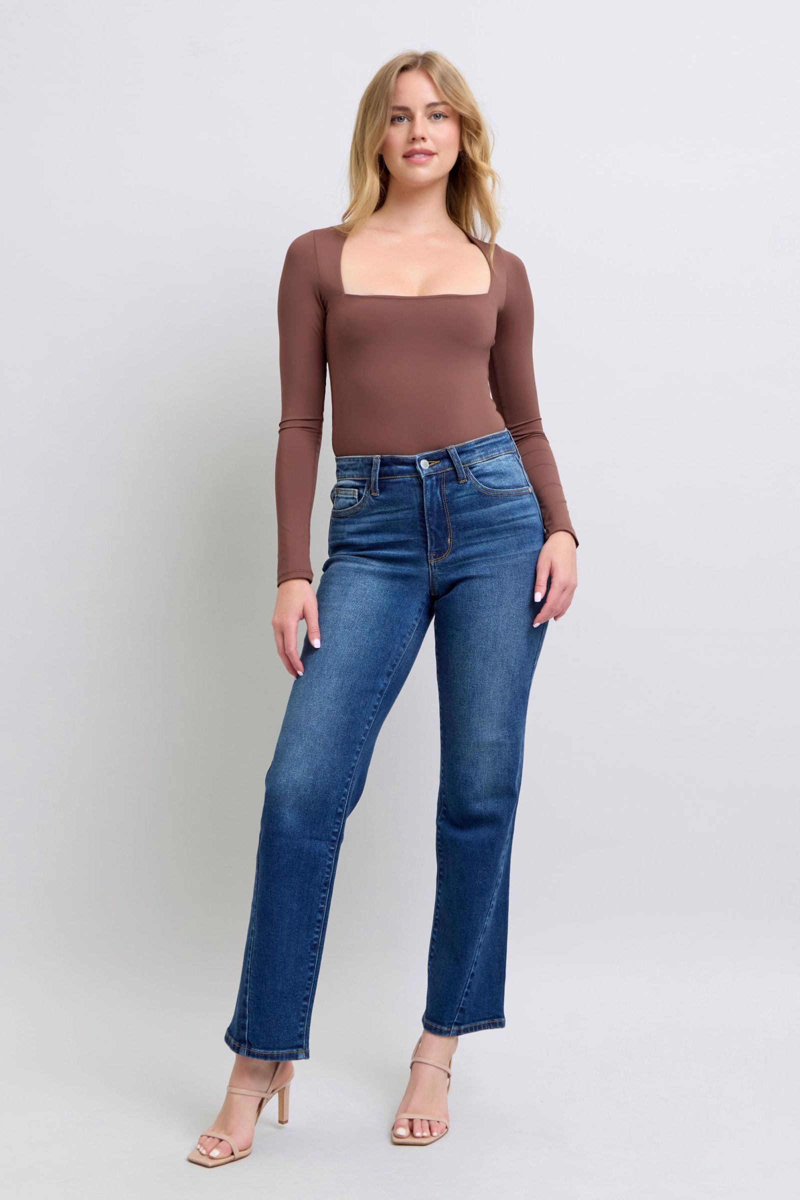 Judy Blue Full Size Side Seam Detail Straight Jeans with Pockets - The Ruffled Bull Boutique