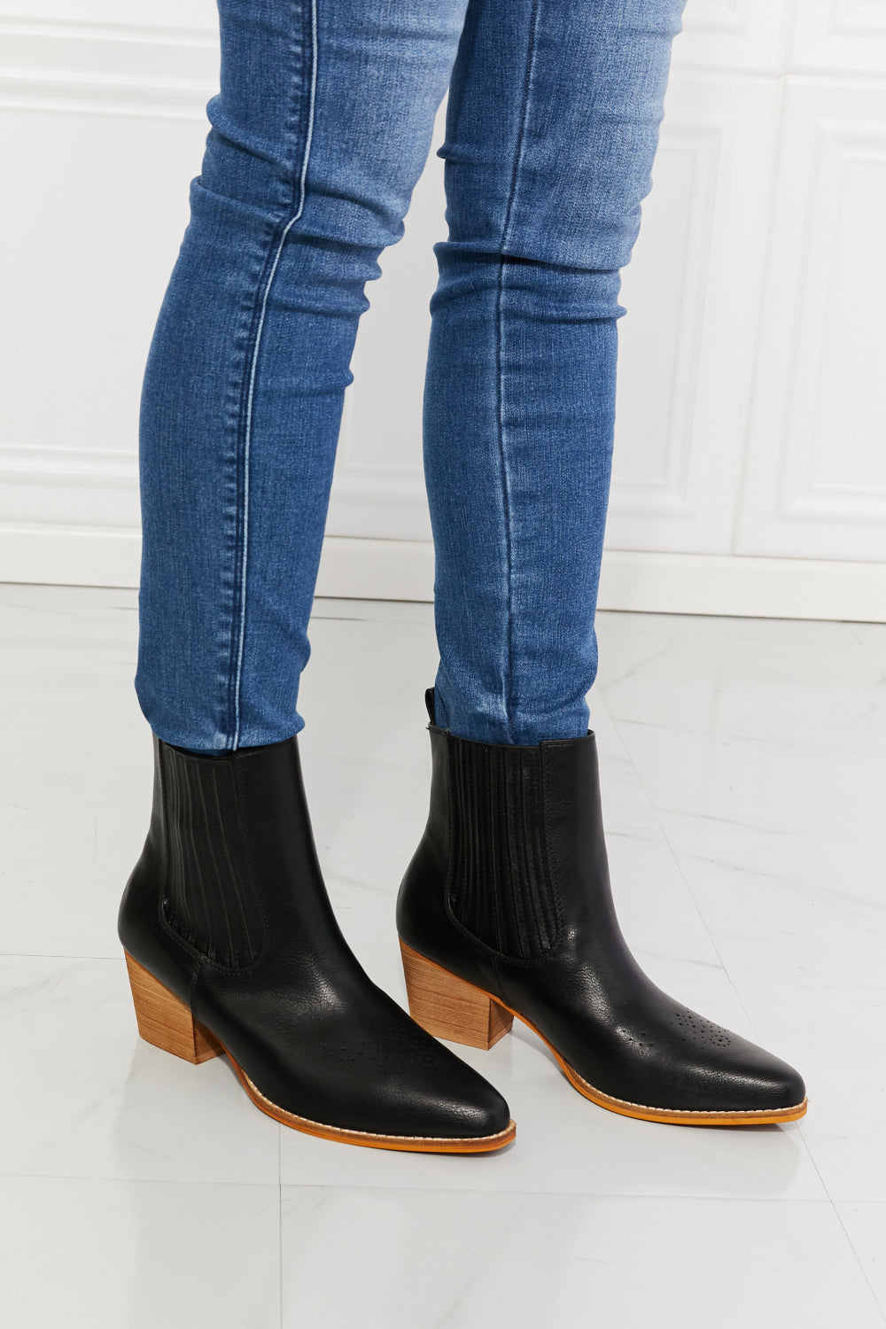 MMShoes Love the Journey Stacked Heel Chelsea Boot in Black - The Ruffled Bull Boutique