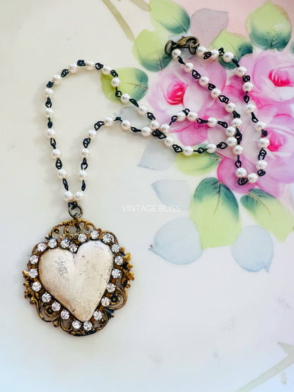 Whitewash Clay Heart Filigree Necklace - The Ruffled Bull Boutique