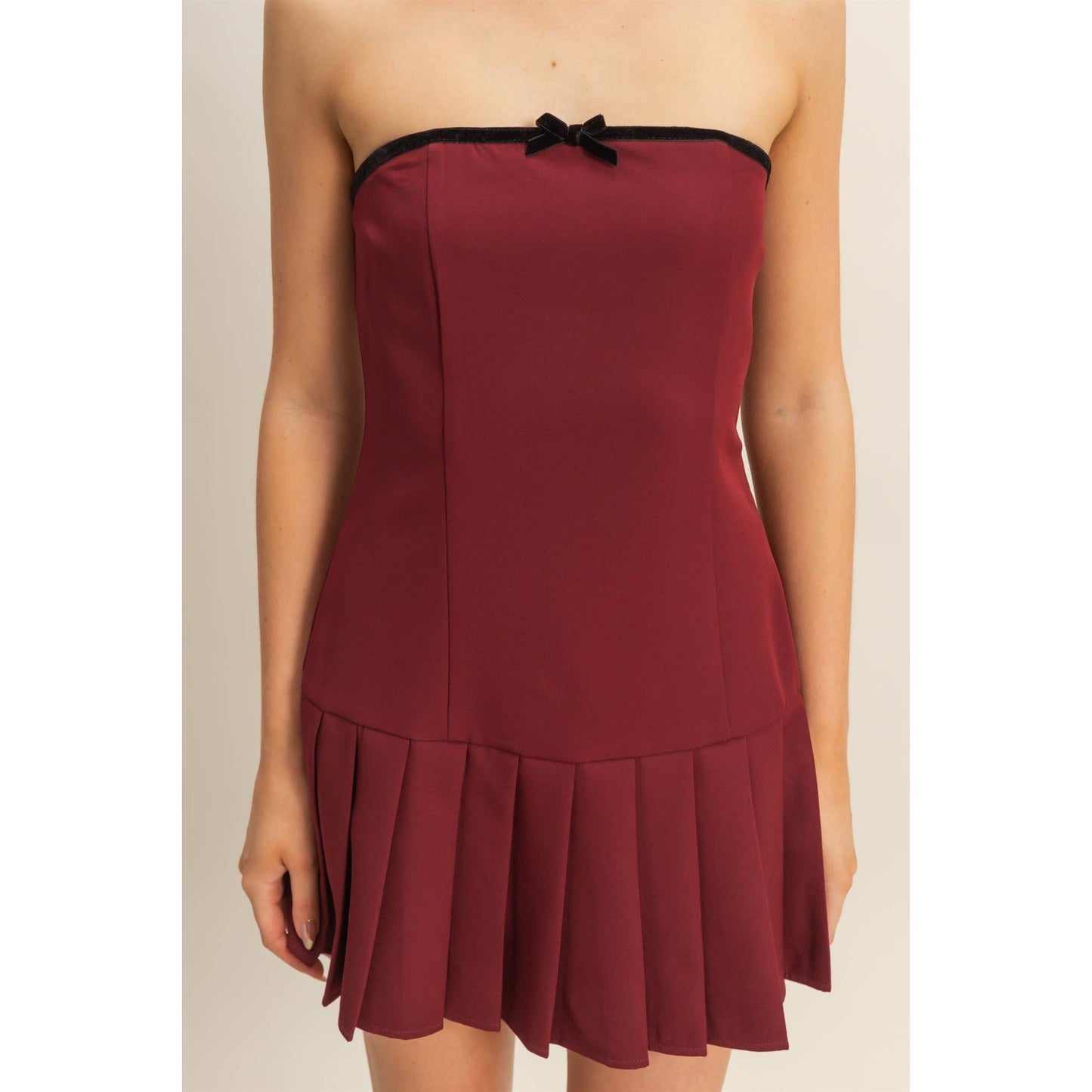 Cute Bow Detail Strapless Mini Dress - The Ruffled Bull Boutique