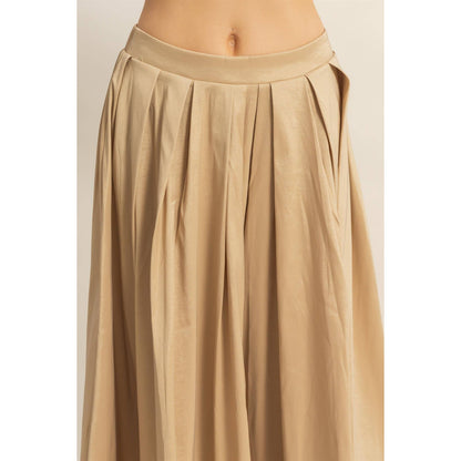 Classic Pleated A-Line Midi Full Skirt - The Ruffled Bull Boutique