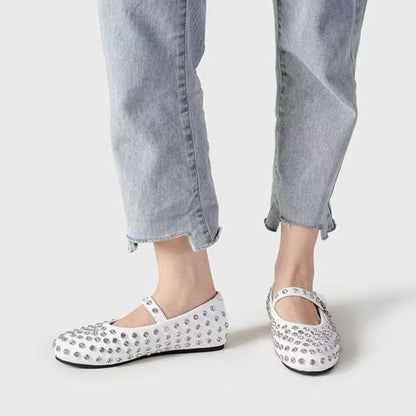 PU Leather Studded Flat Loafers - The Ruffled Bull Boutique