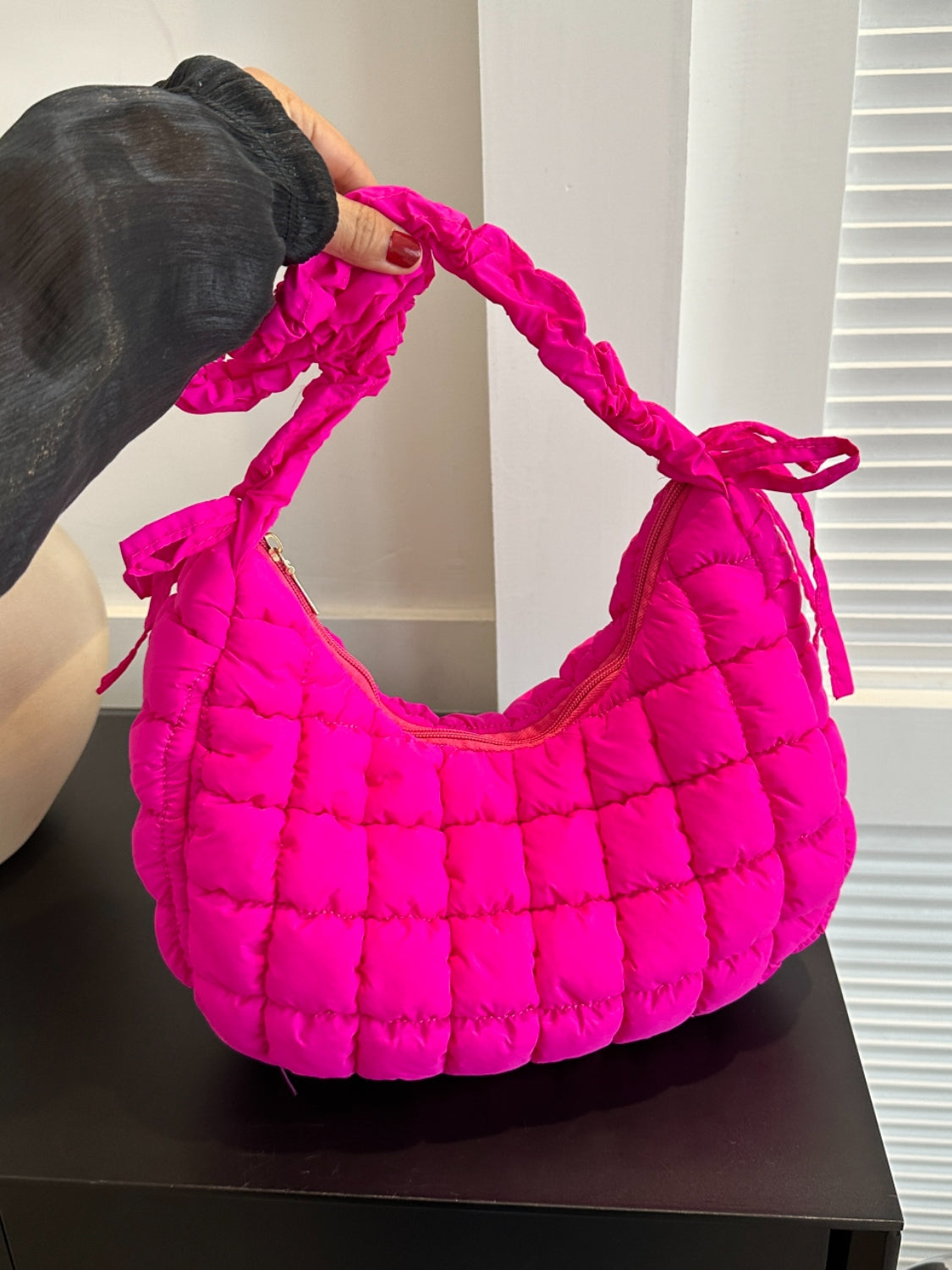 Bubble Texture Ruched Strap Quilted Shoulder Bag - The Ruffled Bull Boutique