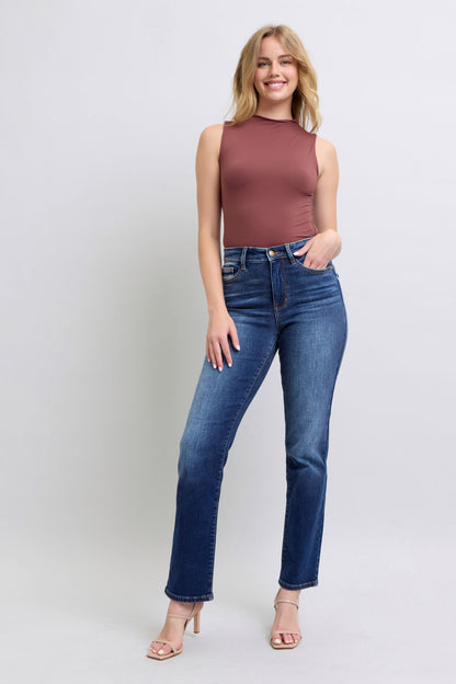 Judy Blue Full Size Washed Straight Leg Jeans with Pockets - The Ruffled Bull Boutique