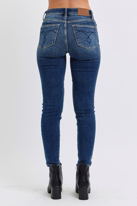 Judy Blue Full Size Run Mid-Rise Waist Skinny Jeans with Thermal Lining - The Ruffled Bull Boutique